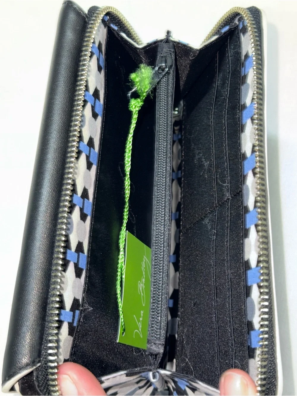 Vera Bradley Black Zip-Around Wristlet Wallet with Strap